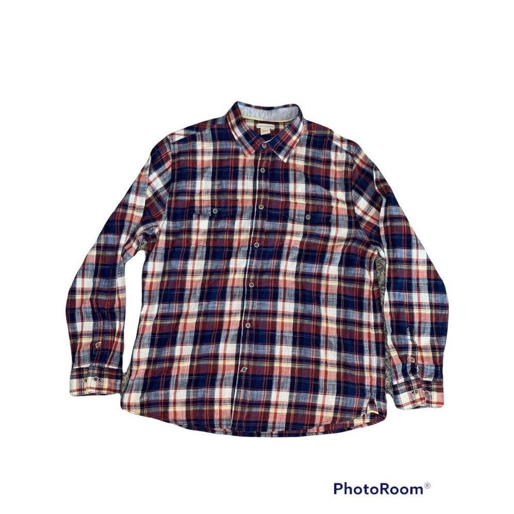 Carbon 2 Cobalt Multicolor Plaid Button Up Shirt L/S  Chest Pocket Mens Large L